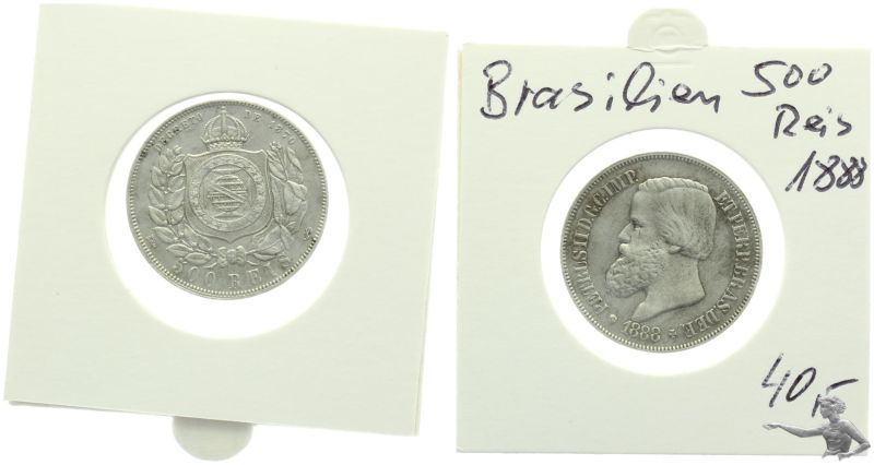 Brasilien 500 Reis 1888 Silber